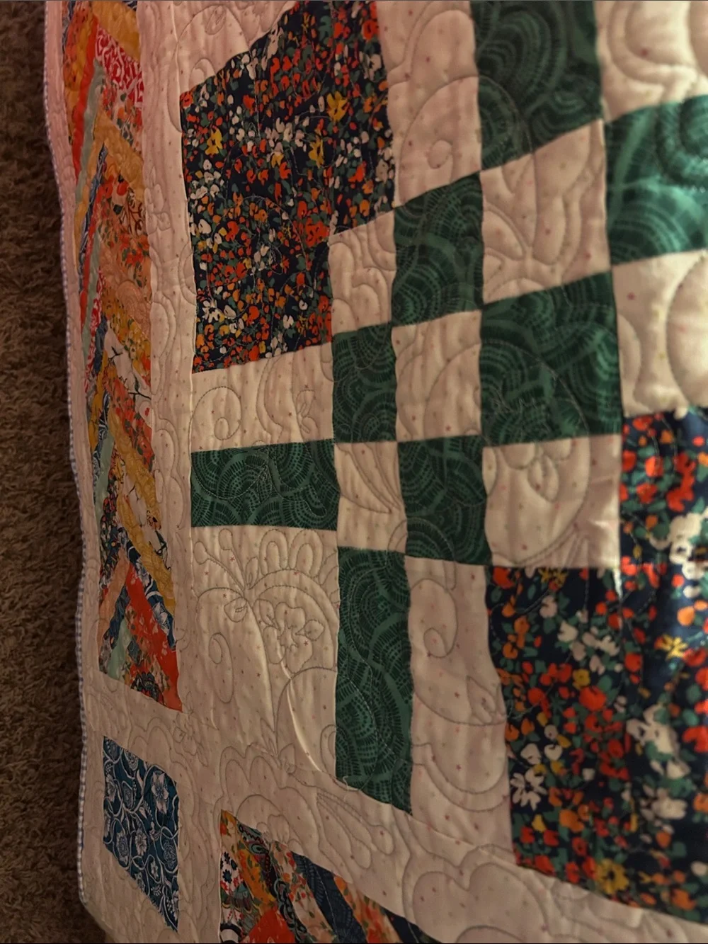 ONE OF A KIND - HANDCRAFTED  Multicolor w/braided borders